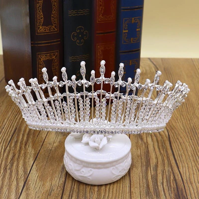 Luxury Silver Pearl Bridal Crown Crystal Wedding Headdress Queen Hair Accessories Fashion Handmade Rhinestone Wedding Crown 
Luxury Silver Pearl Bridal Crown Crystal Wedding Headdress Queen Hair Accessories Fashion Handmade Rhinestone Wedding Crown