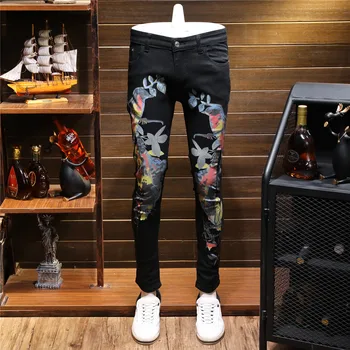 Printing Jeans Man Leisure Time Elastic Force Punk Nightclub Personality Straight Printed Jean Trendy Colored Drawing Denim Pant
Printing Jeans Man Leisure Time Elastic Force Punk Nightclub Personality Straight Printed Jean Trendy Colored Drawing Denim Pant