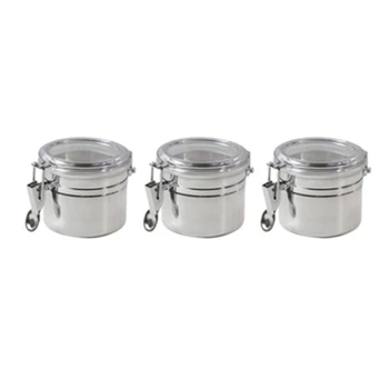Mini Stainless Steel Canister Set with Clear Arylic Lid and Locking Clamp 3-Piece 
Mini Stainless Steel Canister Set with Clear Arylic Lid and Locking Clamp 3-Piece