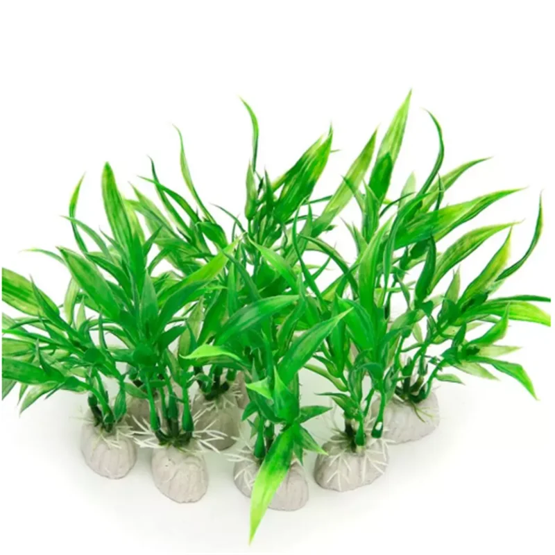 

10 Pack Artificial Aquarium Plants, Small Size 11cm 4 Inch Approximate Height Fish Tank Decorations Home Décor Plastic Green