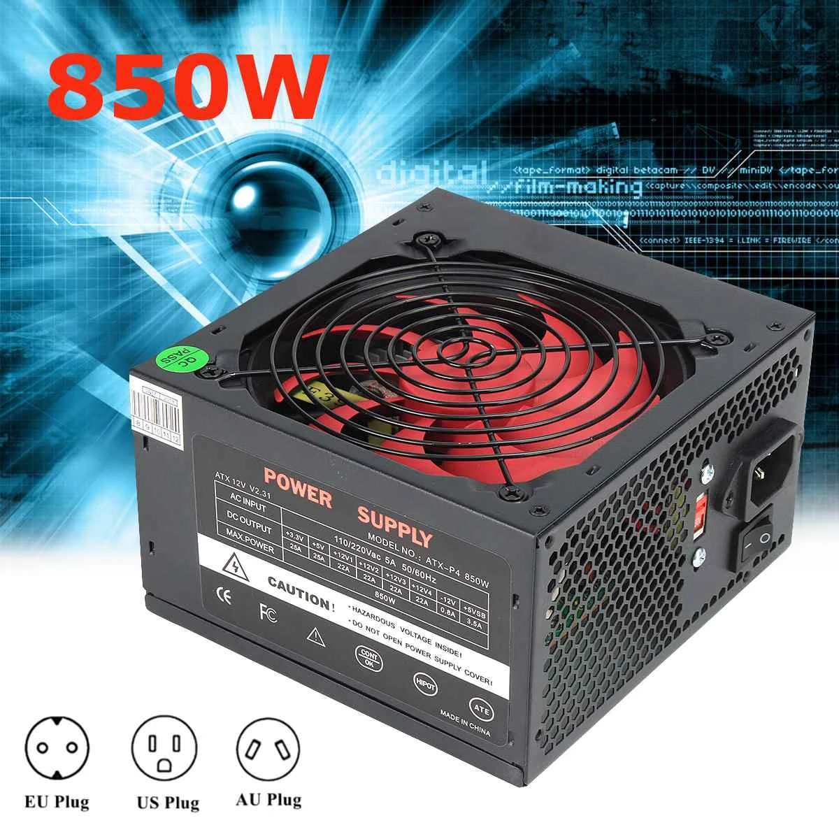 850W ATX 12V Computer PC Power Supply 12CM Fan 20+4PIN Active PFC 110V-230V For Intel AMD Computer
850W ATX 12V Computer PC Power Supply 12CM Fan 20+4PIN Active PFC 110V-230V For Intel AMD Computer