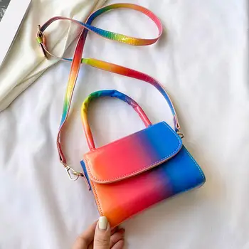 Fashion Women PU Leather Small Shoulder Top-handle Bag Rainbow Messenger Handbag Popular Simple Female Daily Bags For Women 2020
Fashion Women PU Leather Small Shoulder Top-handle Bag Rainbow Messenger Handbag Popular Simple Female Daily Bags For Women 2020