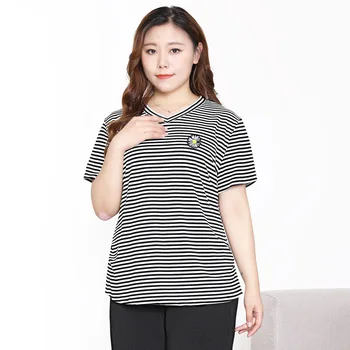 Large Size Women Tops and Blouses Summer Striped Shirts Loose Thin Floral Embroidery T-shirts Female Plus Size Blouses T20035
Large Size Women Tops and Blouses Summer Striped Shirts Loose Thin Floral Embroidery T-shirts Female Plus Size Blouses T20035
