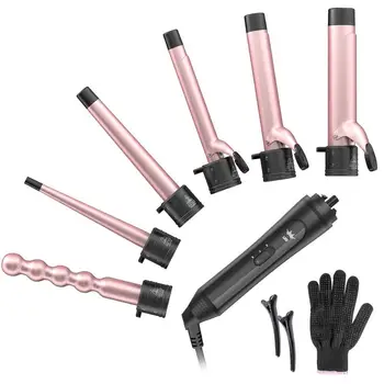 

Professional Curling Wand Set Instant Heat Up 6-in-1 Curling Iron Hair Curler with 6 Interchangeable Ceramic Barrels