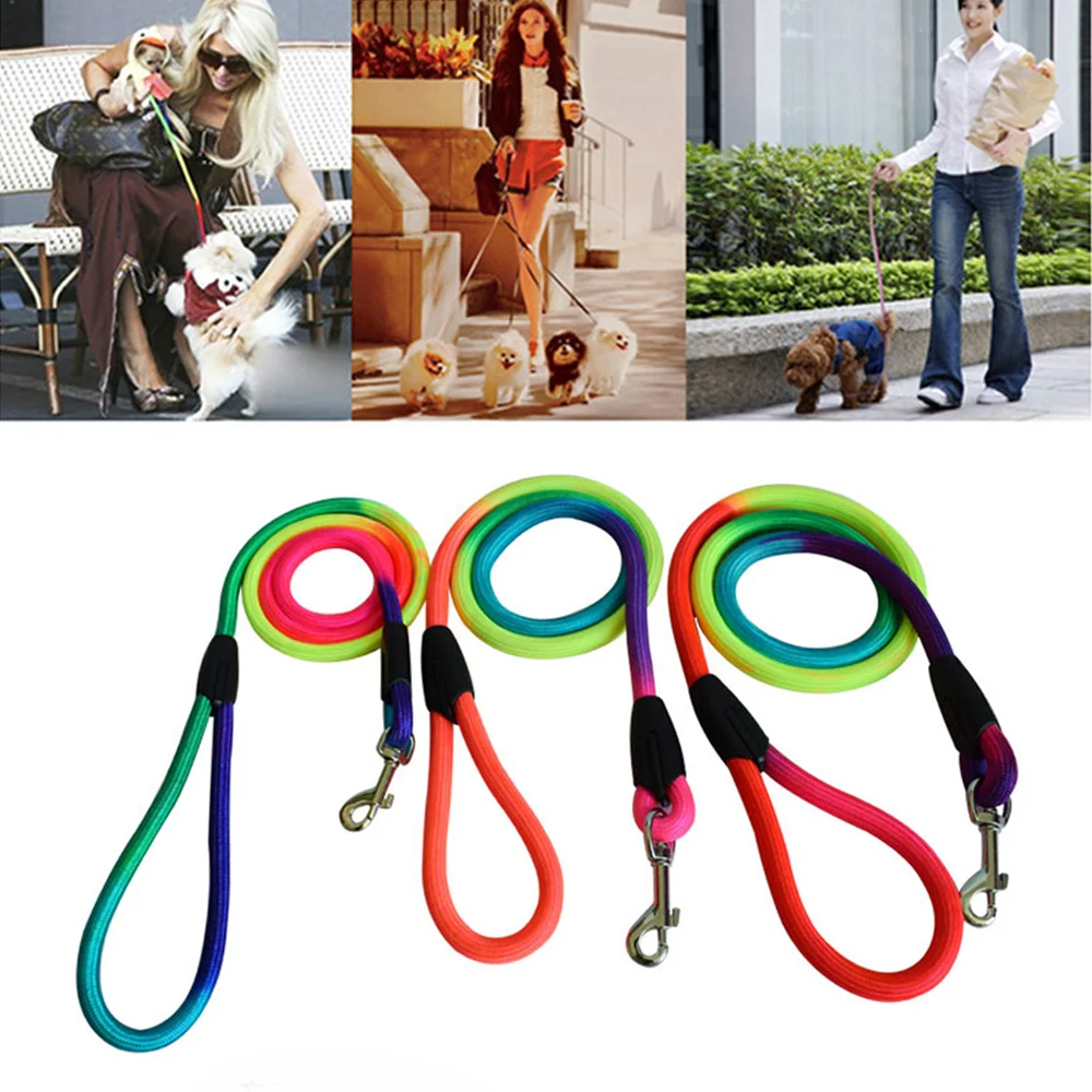 

Adjustable Colorful Nylon Leash Collar Harness Kitten Pet Cat Accessories Breakaway Rainbow Cat Leash Lead Belt Basic Collars