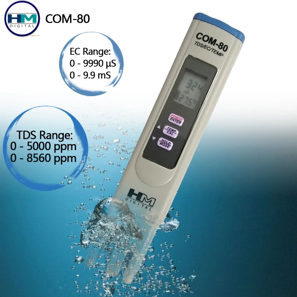 

HM COM-80 Digital TDS Meter EC Tester 3 in 1 TDS Temp EC Testers Water Quality Monitor Water Purity Measure for Pool 20%OFF
