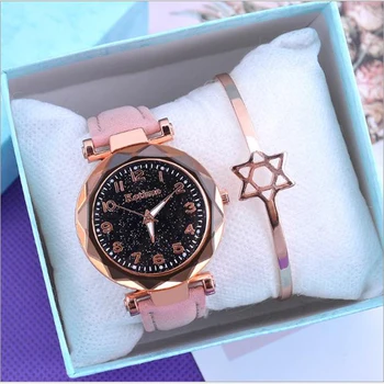 

Luxury Starry Sky Women's Watches Fashion Ore Glass Dial Dress Woman Wrist Watch Belt Buckle Luminous Clock Montres femmes