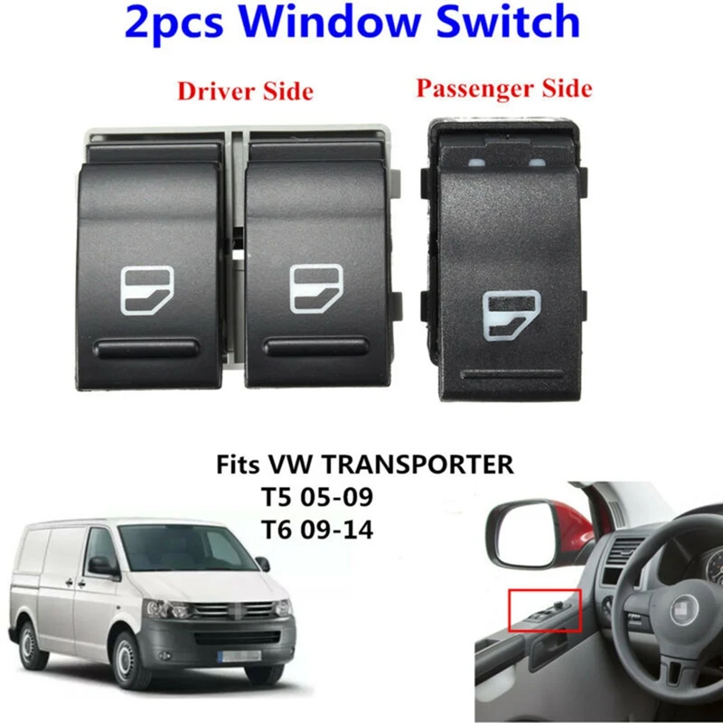 1Pair Electric Window Switch Button Passenger&Driver Side For VW Transporter T5 Car Window Accessary Black
1Pair Electric Window Switch Button Passenger&Driver Side For VW Transporter T5 Car Window Accessary Black