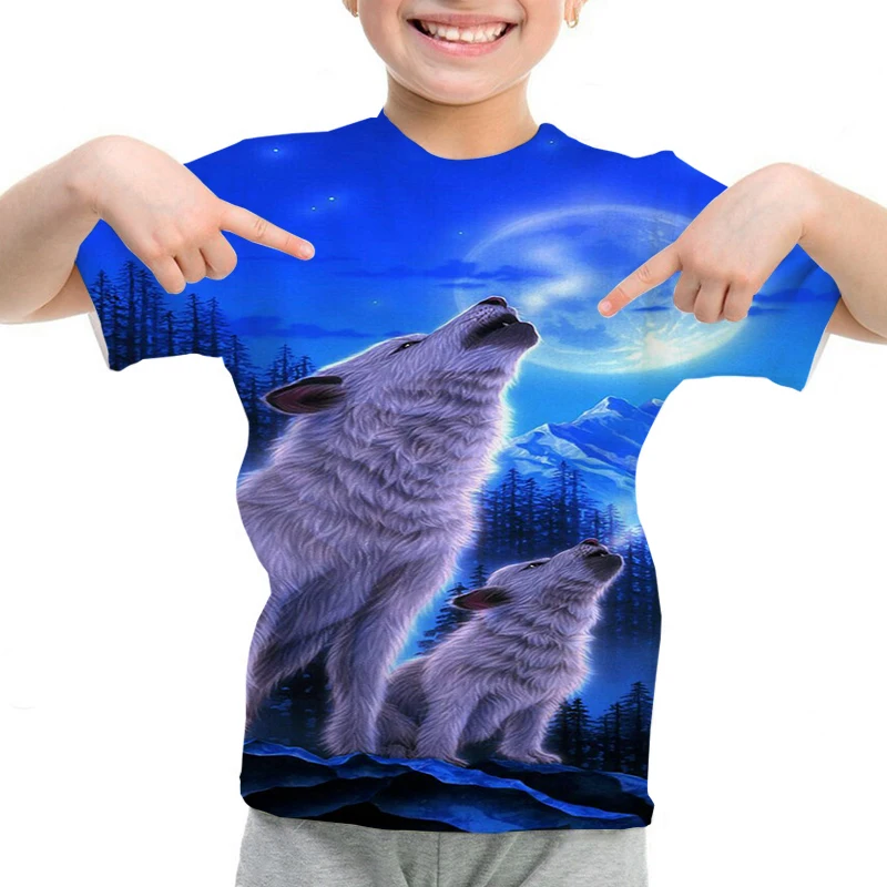 

Children Wolf 3D Print T Shirts For Teens Boys Girls Beautiful T-shirts Toddler Tee Shirts Kids Summer Breathable Tops Camiseta