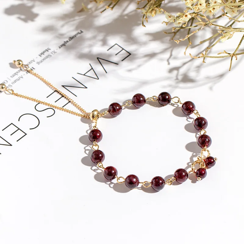 Natural Wine Red Garnet Bracelets Women's Gold Plated Copper Non-mainstream Design Korean-style Bracelets Do Not Fade
Natural Wine Red Garnet Bracelets Women's Gold Plated Copper Non-mainstream Design Korean-style Bracelets Do Not Fade