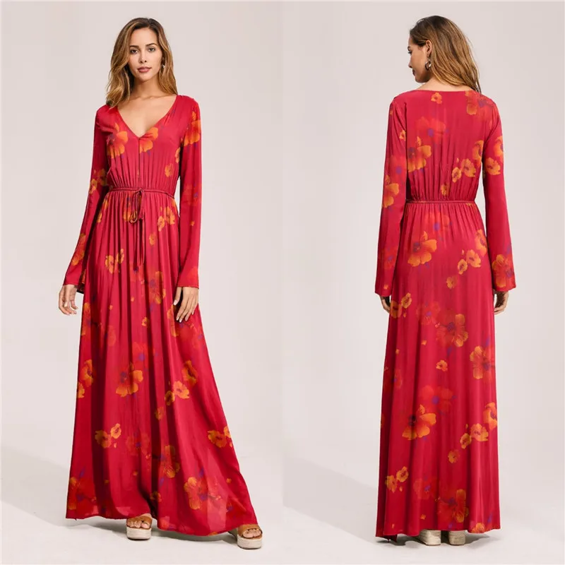 Flora Printed Womens Bohemian Dresses Designer Split Summer Beach Long Dresses Long Sleeve Womens Holiday Dress
Flora Printed Womens Bohemian Dresses Designer Split Summer Beach Long Dresses Long Sleeve Womens Holiday Dress