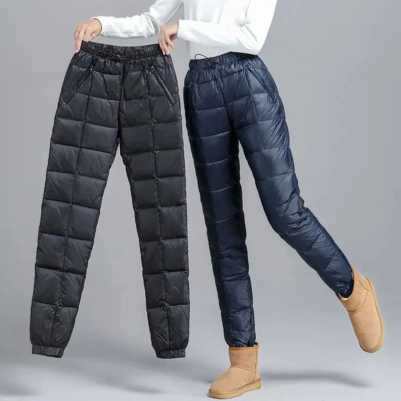 Фото Повседневные свободные плотные женские зимние брюки модные теплые хлопковые до