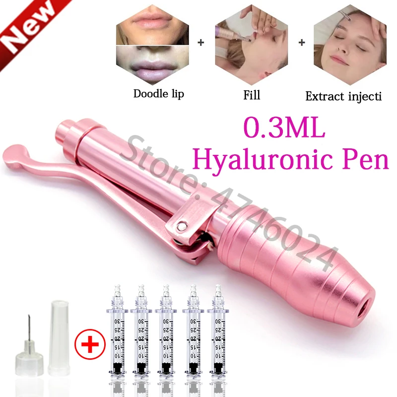 

0,3 мл розовая гиалуроновая ручка для инъекций губ без иглы инъекции Мезотерапия пистолет для против морщин кожи лица губ заполнения ампулы