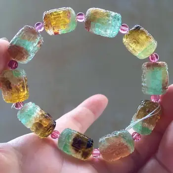 Natural Watermelon Tourmaline Quartz Colorful Yellow Green 15/12mm Clear Carved Barrel Beads Bracelet Rare Women Crystal AAAAAA
Natural Watermelon Tourmaline Quartz Colorful Yellow Green 15/12mm Clear Carved Barrel Beads Bracelet Rare Women Crystal AAAAAA