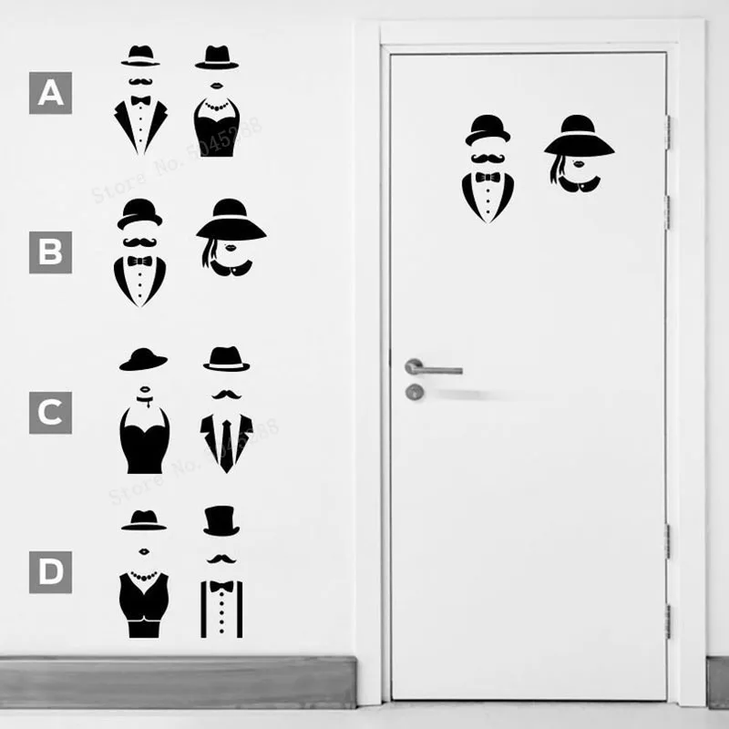Стикер для входной двери унитаза в джентльменском стиле логотип креативный узор
