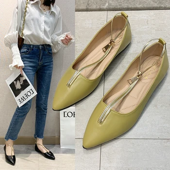 2020 New Spring Fashion Leather Zip Flats Hot Design Pointed Toe All Match Casual Shoes Women Flat Heel
2020 New Spring Fashion Leather Zip Flats Hot Design Pointed Toe All Match Casual Shoes Women Flat Heel