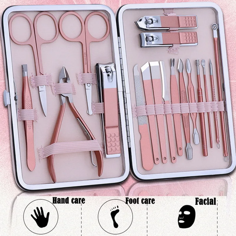 8/18pcs Rose Gold Nail Clipper Set Nail Scissors Beauty Nail Pedicure Tool Menicure Sickle Pusher Nail Care With Case Top
8/18pcs Rose Gold Nail Clipper Set Nail Scissors Beauty Nail Pedicure Tool Menicure Sickle Pusher Nail Care With Case Top