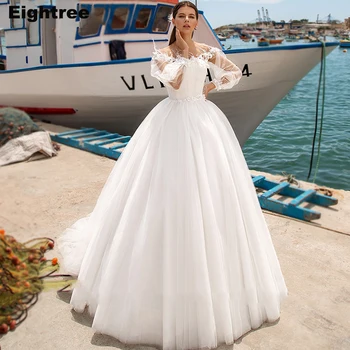 Eightree A-Line Wedding Dresses Puff Sleeve 3D Flowers Appliques Bride Dress Backless Lace Up Boho Wedding Gown Vestido De Noiva 
Eightree A-Line Wedding Dresses Puff Sleeve 3D Flowers Appliques Bride Dress Backless Lace Up Boho Wedding Gown Vestido De Noiva