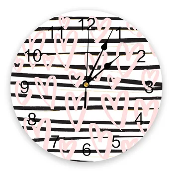 Striped Background Pink Love PVC Wall Clock Modern Design Home Decor Bedroom Silent O'clock Watch Wall For Living Room 
Striped Background Pink Love PVC Wall Clock Modern Design Home Decor Bedroom Silent O'clock Watch Wall For Living Room