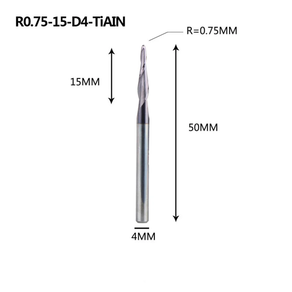 Metalworking End Mills Accessory 4pcs HRC55 Tapered Ball Nose 2 Flutes Solid Tungsten Carbide Durable
Metalworking End Mills Accessory 4pcs HRC55 Tapered Ball Nose 2 Flutes Solid Tungsten Carbide Durable