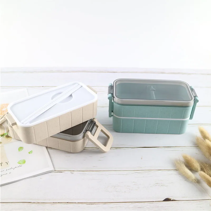 New wheat straw double-decker student lunch box Japanese creative lunch box with chopsticks children's lunch box
New wheat straw double-decker student lunch box Japanese creative lunch box with chopsticks children's lunch box
