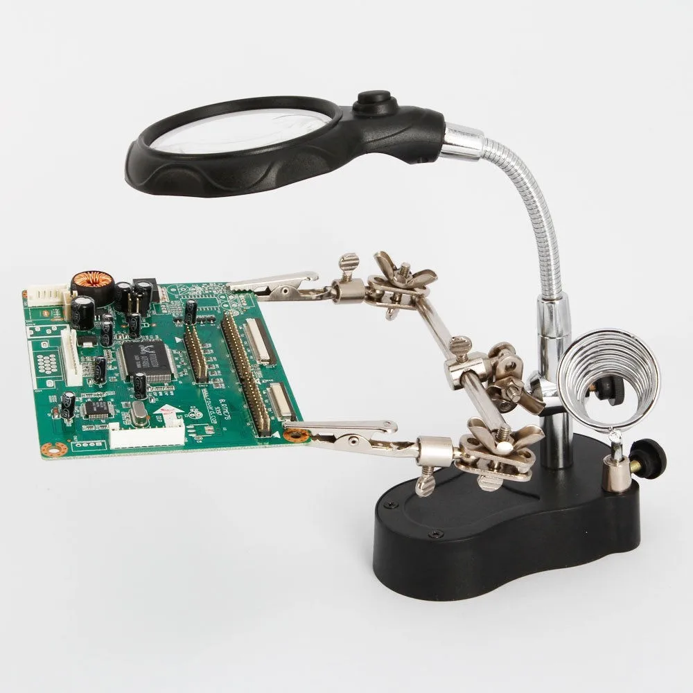 Magnifying glasses 12X 3rd Helping Hand Clip Clamp LED Soldering Iron Stand Magnifier Welding Rework Repair Holder Tools loupe
Magnifying glasses 12X 3rd Helping Hand Clip Clamp LED Soldering Iron Stand Magnifier Welding Rework Repair Holder Tools loupe
