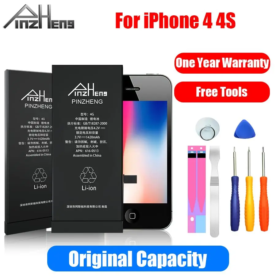 PINZHEN Original Capacity Battery For iPhone 4 4S Replacement Bateria For iPhone 4G 4S Batteries Free Tools
PINZHEN Original Capacity Battery For iPhone 4 4S Replacement Bateria For iPhone 4G 4S Batteries Free Tools