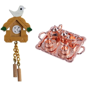 1Pcs 1/12 Miniature Wooden Bird Wall Clock Model Brown & 1 Set 1: 12 Dollhouse Tea Set Metal Length 6.5Cm Rose Gold 
1Pcs 1/12 Miniature Wooden Bird Wall Clock Model Brown & 1 Set 1: 12 Dollhouse Tea Set Metal Length 6.5Cm Rose Gold