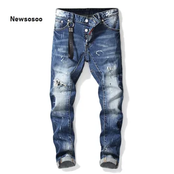 High Quality Famous Brand European American Style luxury Men's slim jeans pants mens Pencil Pants Straight Blue Hole jeans
High Quality Famous Brand European American Style luxury Men's slim jeans pants mens Pencil Pants Straight Blue Hole jeans