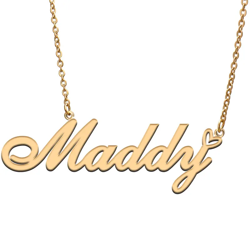 Maddy Name with Love Heart Necklace for Women Stainless Steel Gold & Silver Nameplate Pendant Femme Mother Child Girls Gift
Maddy Name with Love Heart Necklace for Women Stainless Steel Gold & Silver Nameplate Pendant Femme Mother Child Girls Gift
