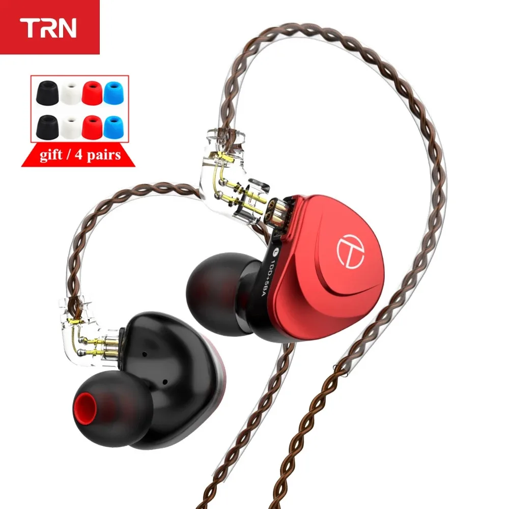 Гибридные металлические наушники-вкладыши TRN V90s 5BA 1DD IEM Hi-Fi DJ монитор для бега