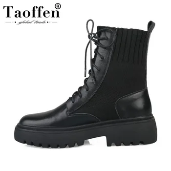 Taoffen Women Genuine Leather Ankle Boots Casual Flats Riding Boots Platform Comfortable High Quality Shoes Woman Size 34-40
Taoffen Women Genuine Leather Ankle Boots Casual Flats Riding Boots Platform Comfortable High Quality Shoes Woman Size 34-40