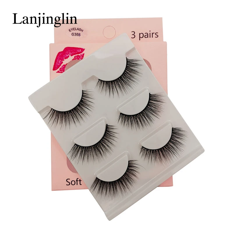 Faux Cils 3 Pairs False Eyelashes Soft Natural Long Wispy Fluffy 3D Mink Lashes Handmade Makeup Tool Extension Fake Eye Lashes 59 H12168d51953b4883827ccd55f244ba31E