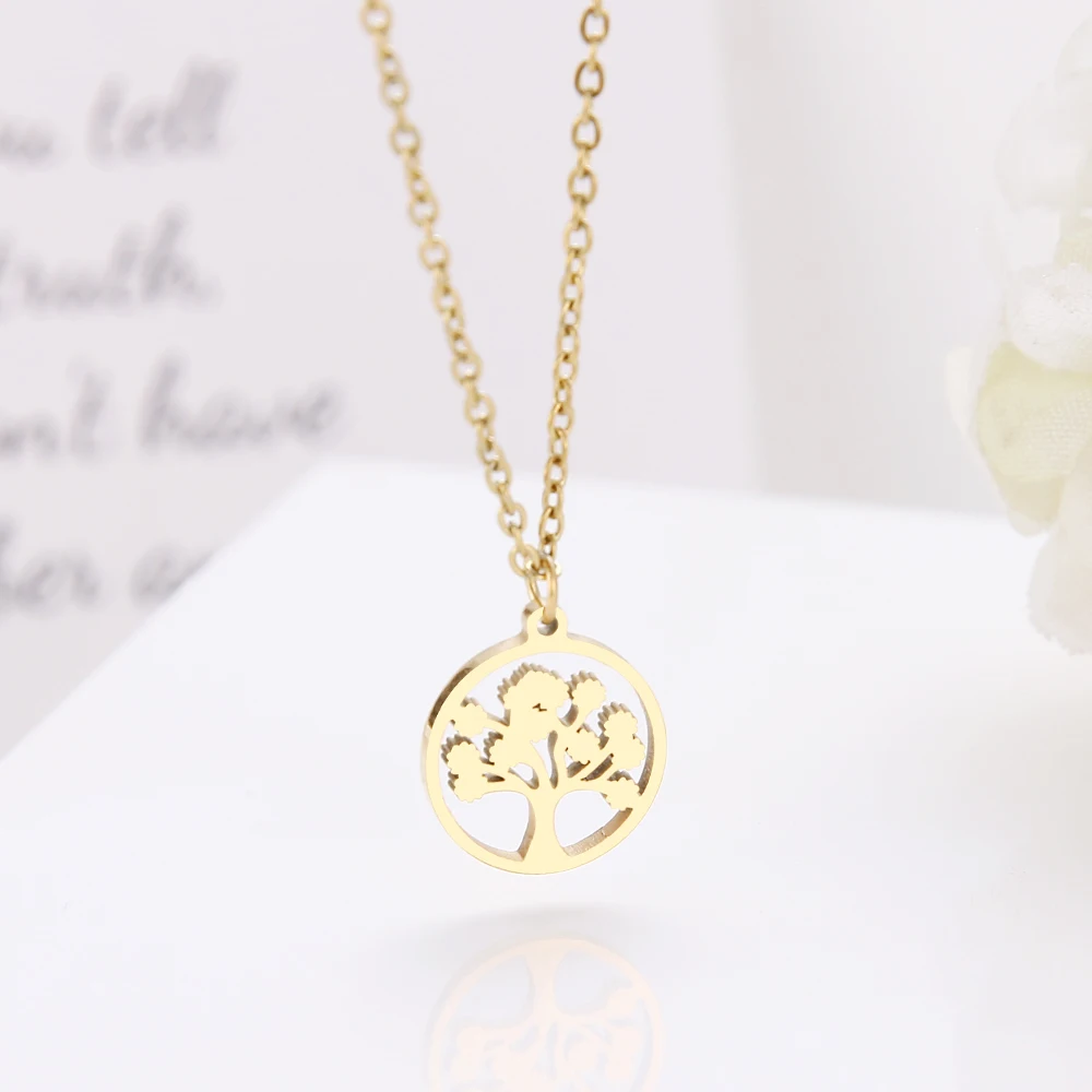 Фото Женское Ожерелье из нержавеющей стали CACANA круглое золотое ожерелье с