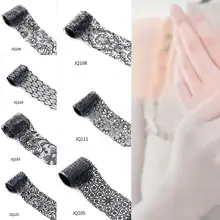 1 pièces nouveaux Designs noir dentelle Floral ongle autocollant feuille d'ongle rouleaux Nail Art transfert autocollant conseils décoration Nail Art autocollant outil(China)