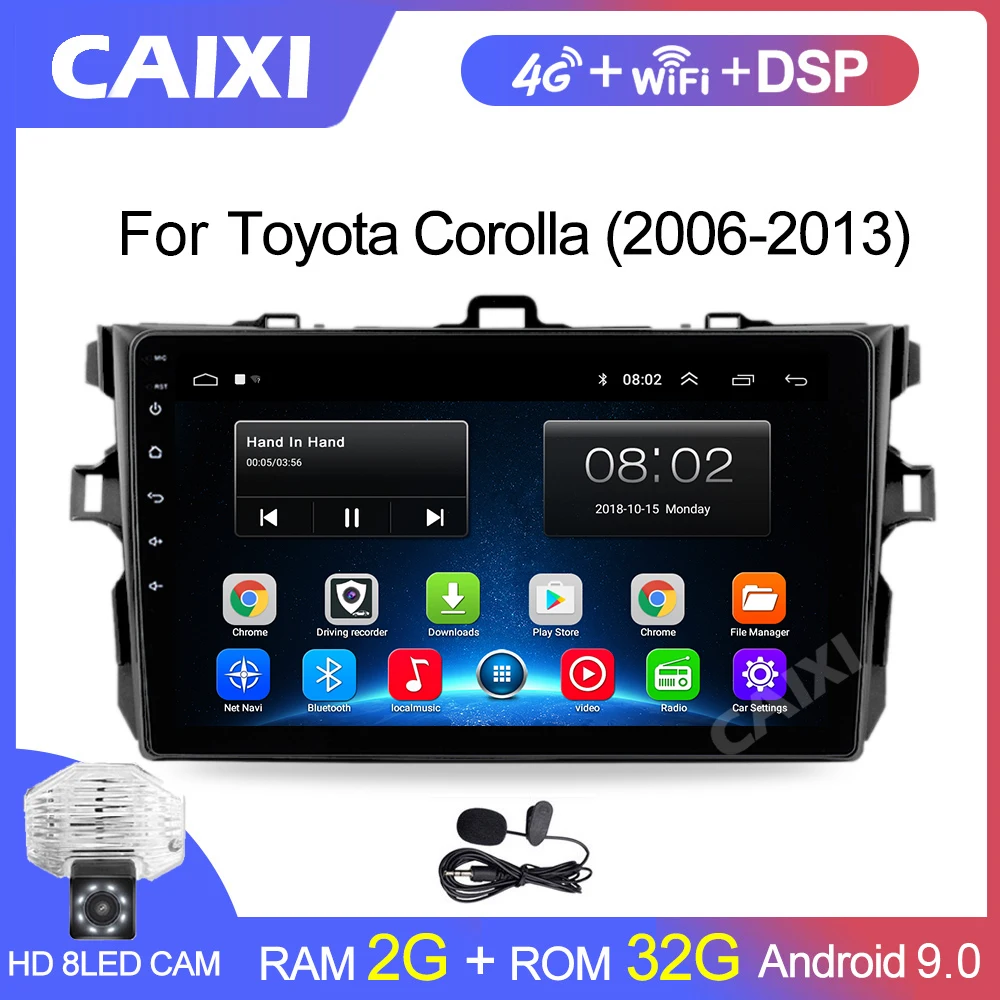 Автомобильный мультимедийный плеер 9 дюймов 2din Android 8 1 для Toyota Corolla E140/150 2008 2009 2010 2011