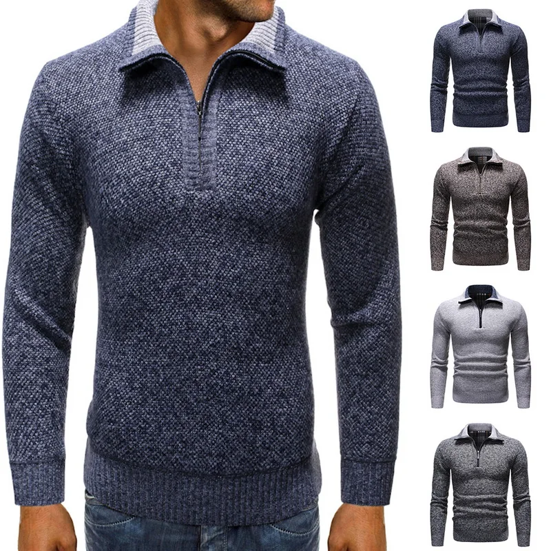 2019 Mens sweater Casual Solid Color 1/4 Zip Stand Collar Knitted Pullover Winter Warm Wool Sweaters Male Loose Knitwear
2019 Mens sweater Casual Solid Color 1/4 Zip Stand Collar Knitted Pullover Winter Warm Wool Sweaters Male Loose Knitwear