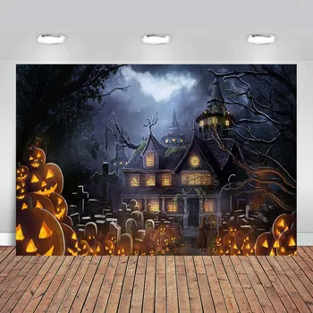 

Halloween Backgrounds Castle Moon Bat Wizard Old Tree Party Baby Portrait Photography Backdrops Photocall Photo Studio