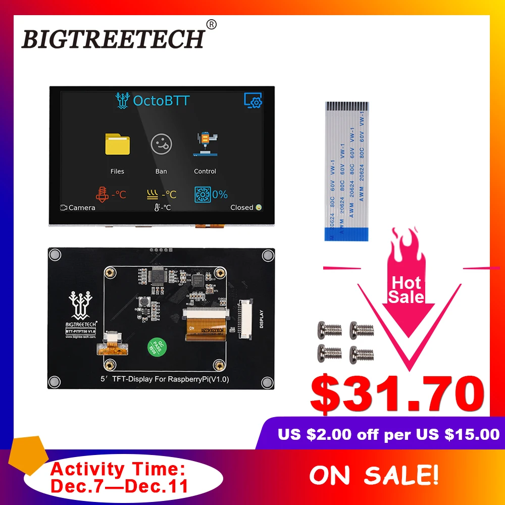 BIGTREETECH BTT PITFT50 V1.0 Capacitive Touch Screen Panel 800*480mm 5 Inch DSI Raspberry Pi LCD Display 3D Printer Parts
BIGTREETECH BTT PITFT50 V1.0 Capacitive Touch Screen Panel 800*480mm 5 Inch DSI Raspberry Pi LCD Display 3D Printer Parts