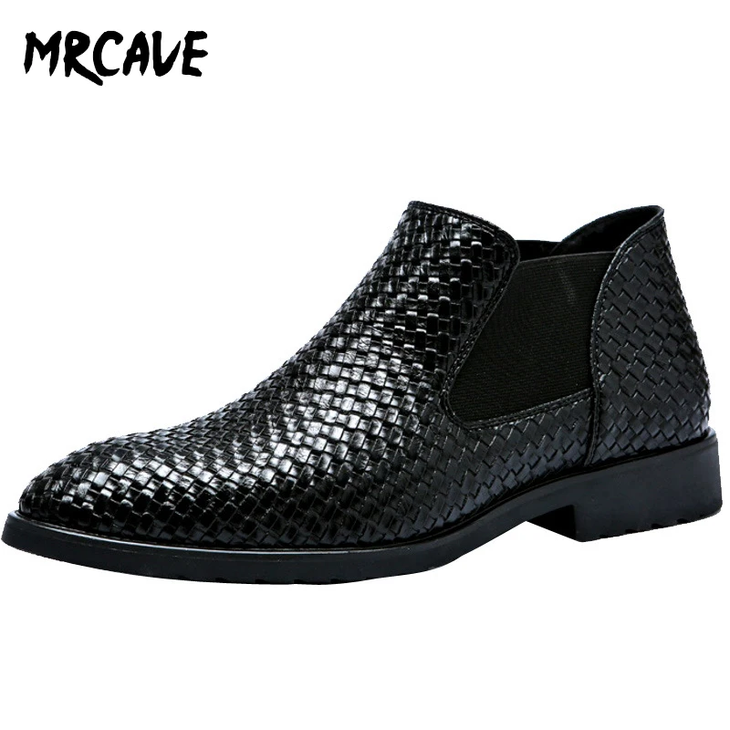 MRCAVE Men Chelsea Boots Spring Autumn Hand Knit Weave Style Classic Fashion Men's Leather Ankle Boot Men Shoes Large Size 38-48
MRCAVE Men Chelsea Boots Spring Autumn Hand Knit Weave Style Classic Fashion Men's Leather Ankle Boot Men Shoes Large Size 38-48