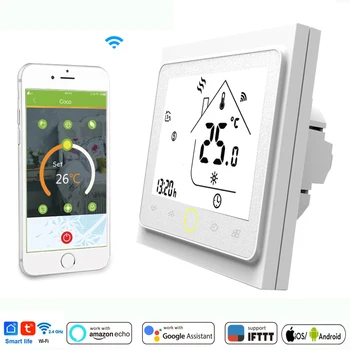 WiFi Smart Thermostat Temperature Controller for Water/Electric floor Heating Water/Gas Boiler Works with Alexa Google Home
WiFi Smart Thermostat Temperature Controller for Water/Electric floor Heating Water/Gas Boiler Works with Alexa Google Home