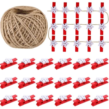 100 Pieces Christmas Snowflake Wood Clips Clothespins Photo DIY Small Craft Pegs with 50 Meters Rope for Party Ornaments
100 Pieces Christmas Snowflake Wood Clips Clothespins Photo DIY Small Craft Pegs with 50 Meters Rope for Party Ornaments