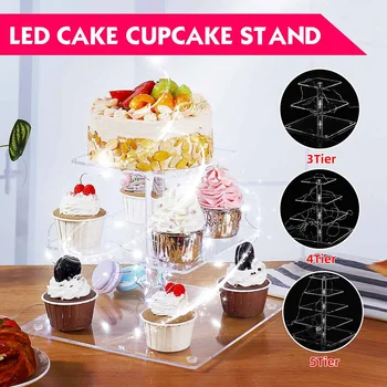 5-Tiers Square LED Lights Cake Cupcake Display Rack Stand Thickened Acrylic for Wedding Plates Party Tableware Festival Decorati
5-Tiers Square LED Lights Cake Cupcake Display Rack Stand Thickened Acrylic for Wedding Plates Party Tableware Festival Decorati