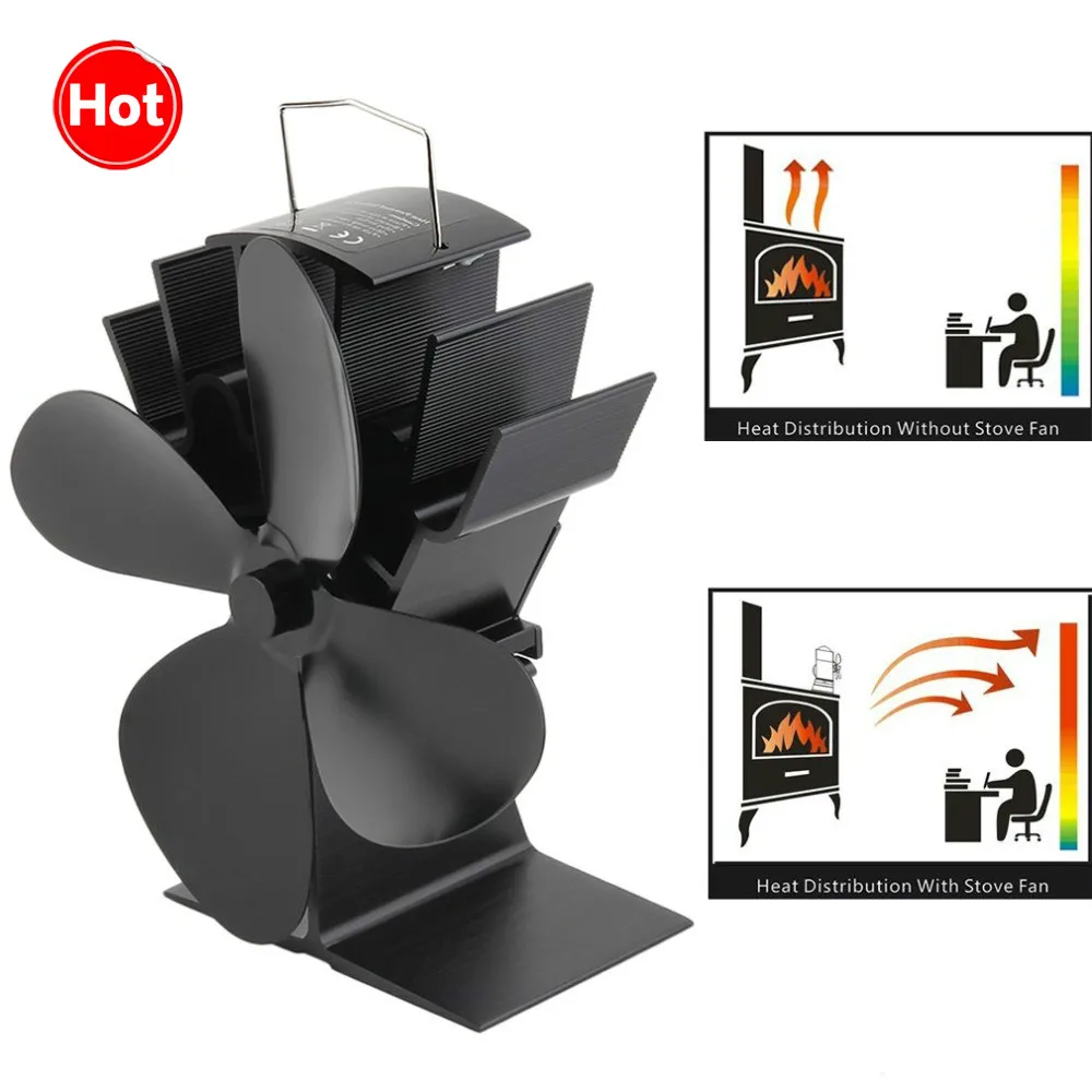 Black Fireplace 4 Blades Heat Powered Stove Fan Log Wood Burner Ecofan Quiet Home Fireplace Fan Efficient Heat Distribution 
Black Fireplace 4 Blades Heat Powered Stove Fan Log Wood Burner Ecofan Quiet Home Fireplace Fan Efficient Heat Distribution