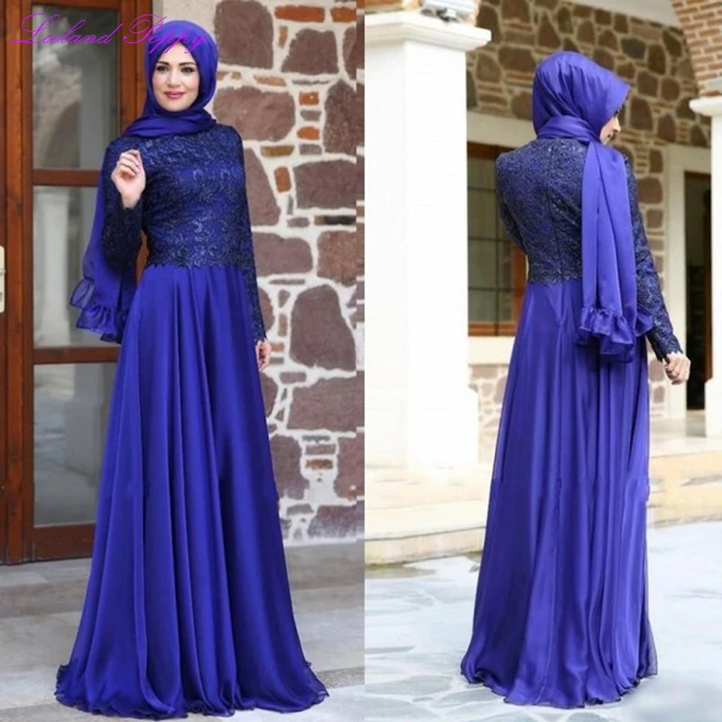 Women's Muslim A-line Lace Evening Dresses Long Sleeves Floor Length Chiffon Formal Evening Gowns Sweep Train Graduation Dresses
Women's Muslim A-line Lace Evening Dresses Long Sleeves Floor Length Chiffon Formal Evening Gowns Sweep Train Graduation Dresses