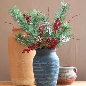 10Pcs Christmas Berry Pine Cone with Holly Branches Artificial Flower Red Christmas Decoration for Wedding Home Floral Decor 
10Pcs Christmas Berry Pine Cone with Holly Branches Artificial Flower Red Christmas Decoration for Wedding Home Floral Decor