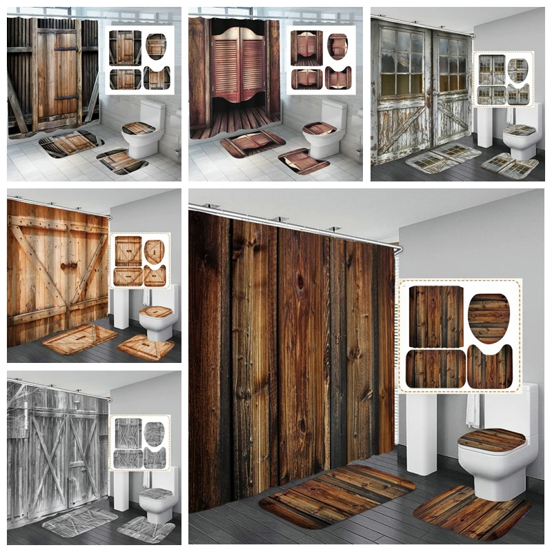 Waterproof Shower Curtain Retro Rustic Barn Wood Door Western Country Scenic Print Mildew-Proof Bath Decor Nonslip WC Doormat
Waterproof Shower Curtain Retro Rustic Barn Wood Door Western Country Scenic Print Mildew-Proof Bath Decor Nonslip WC Doormat
