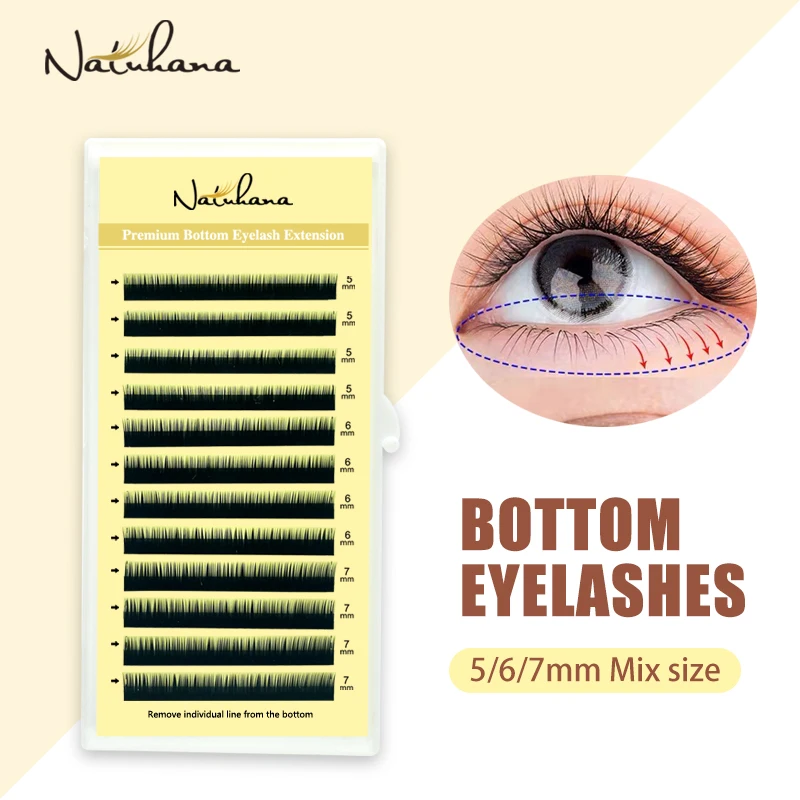 

NATUHANA Bottom Lashes J Curl 5mm 6mm 7mm Under False Eyelashes Short Individual Natural Mink Eyelash Extension Makeup Tools