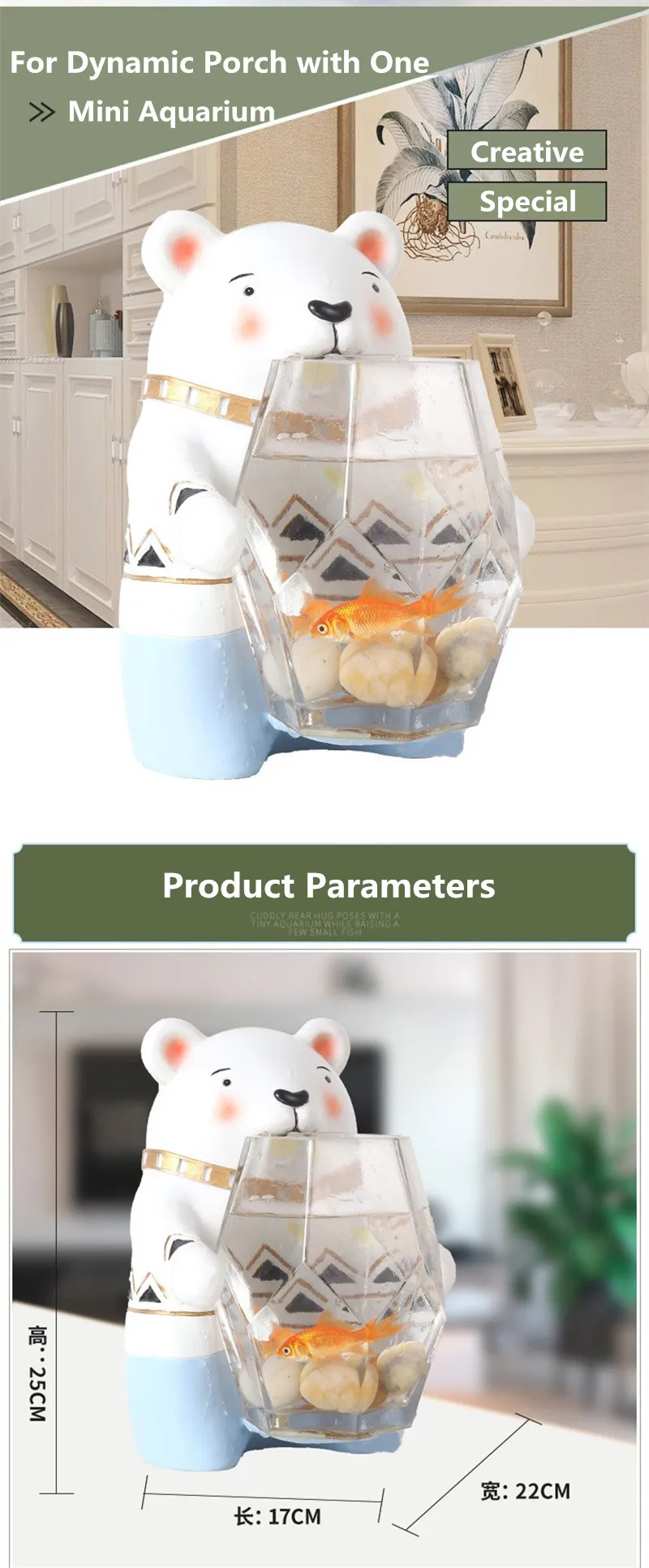 7 Hot Selling Indoor Office Decoration Creative Mini Aquariums Goldfish Betta Fish Bowl Aquatic Pet Supplies Cute Bear Style