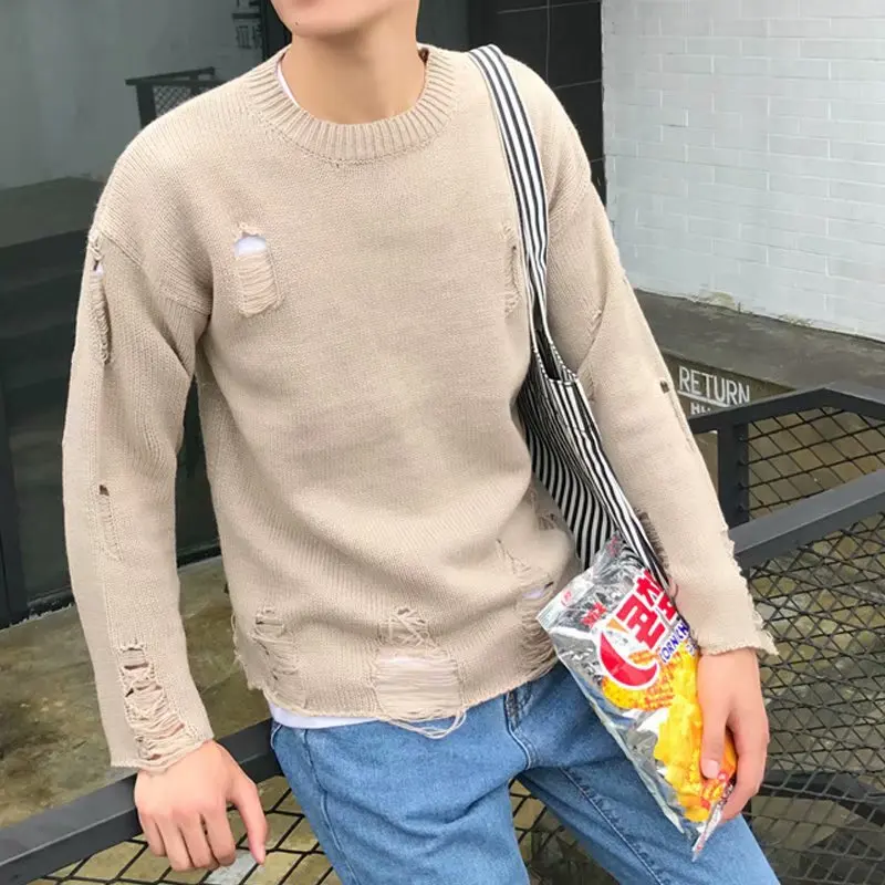 2020 Autumn Sweater Men Fashion Solid Knitting Sweater Male Causal Ripped Hollow Out Sweaters Streetwear Hip Hop Pullover Tops
2020 Autumn Sweater Men Fashion Solid Knitting Sweater Male Causal Ripped Hollow Out Sweaters Streetwear Hip Hop Pullover Tops